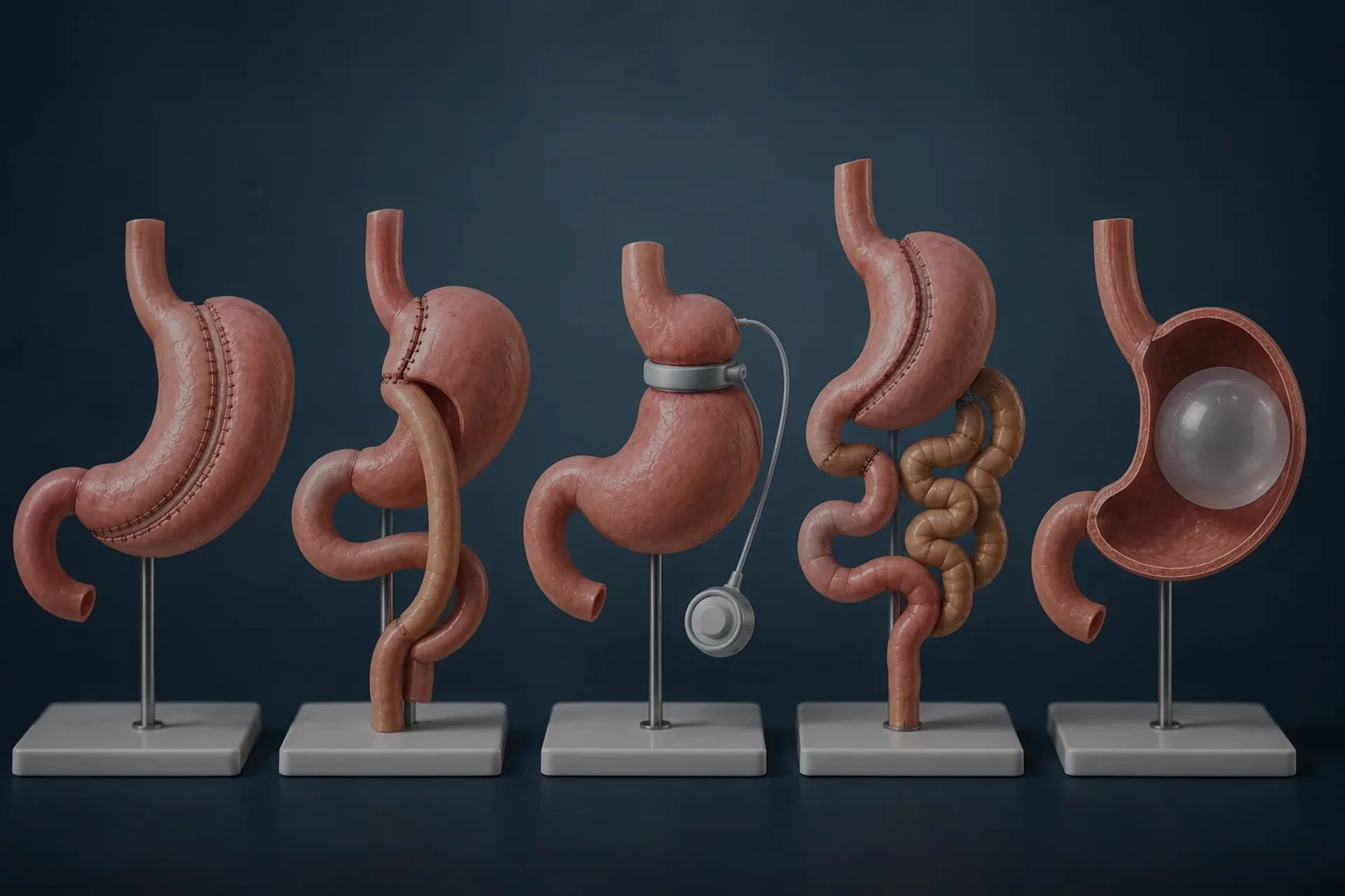 Anatomical models of the main bariatric procedures: sleeve gastrectomy, gastric bypass, gastric band, duodenal switch and gastric balloon